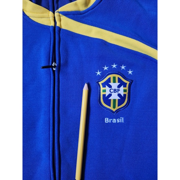 Brazil Nike Track Jacket CBF 2008-09 Blue Yelllow Soccer Football Sz X-Large Y2K - Picture 9 of 11